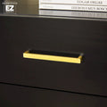 Wood Dresser with Glass Top and 6 Drawers Storage Cabinet