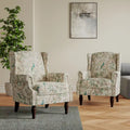 Pair of Stylish Upholstered Accent Chairs with Patterns for Living Room