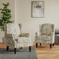 Pair of Stylish Upholstered Accent Chairs with Patterns for Living Room