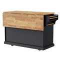 54-Inch Large Kitchen Island with Rubberwood Drop Leaf, Embossed Texture, Rolling Cart on 4 Wheels, Featuring 4 Doors and 3 Drawers