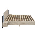 Modern King Size Wooden Floating Bed Frame with Nightstand and LED - Slatted Support Design