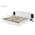 Modern King Size Wooden Floating Bed Frame with Nightstand and LED - Slatted Support Design