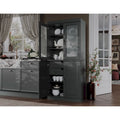 Palace Imports Solid Wood Pantry Cabinet with Frosted Glass and Solid Doors, Featuring 2 Drawers and Adjustable Shelves