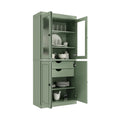 Palace Imports Solid Wood Pantry Cabinet with Frosted Glass and Solid Doors, Featuring 2 Drawers and Adjustable Shelves