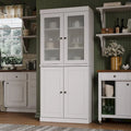 Palace Imports Solid Wood Pantry Cabinet with Frosted Glass and Solid Doors, Featuring 2 Drawers and Adjustable Shelves