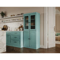 Palace Imports Solid Wood Pantry Cabinet with Frosted Glass and Solid Doors, Featuring 2 Drawers and Adjustable Shelves