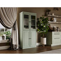 Palace Imports Solid Wood Pantry Cabinet with Frosted Glass and Solid Doors, Featuring 2 Drawers and Adjustable Shelves