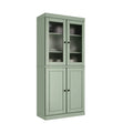 Palace Imports Solid Wood Pantry Cabinet with Frosted Glass and Solid Doors, Featuring 2 Drawers and Adjustable Shelves
