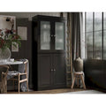 Palace Imports Solid Wood Pantry Cabinet with Frosted Glass and Solid Doors, Featuring 2 Drawers and Adjustable Shelves