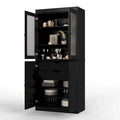 Palace Imports Solid Wood Pantry Cabinet with Frosted Glass and Solid Doors, Featuring 2 Drawers and Adjustable Shelves