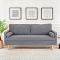 Elegant 65-Inch Orange Polyester 2-Seater Loveseat with Side Pockets and Round Cushions