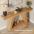 55-Inch Farmhouse Wooden Console Sofa Table with Storage - Dimensions: 11.81" D x 55.12" W x 31.5" H
