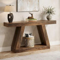 55-Inch Farmhouse Wooden Console Sofa Table with Storage - Dimensions: 11.81" D x 55.12" W x 31.5" H
