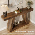 55-Inch Farmhouse Wooden Console Sofa Table with Storage - Dimensions: 11.81" D x 55.12" W x 31.5" H