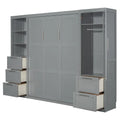 Contemporary Queen Murphy Bed with Integrated Closet and Storage Drawers