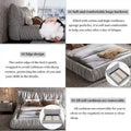 Light Grey King Size Luxury Upholstered Platform Bed with Removable Cushions and Sturdy Wooden Frame