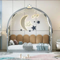 Gray Twin Bed with Arched Canopy and Trundle