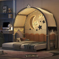 Gray Twin Bed with Arched Canopy and Trundle