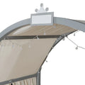 Gray Twin Bed with Arched Canopy and Trundle