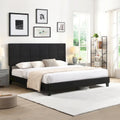 Tufted Headboard Black King Linen Bed