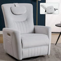 Beige Power Recliner Chair with 270° Swivel, Rocking Function, Lumbar & Neck Support Pillow, USB and Type-C Charging Ports
