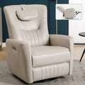 Beige Power Recliner Chair with 270° Swivel, Rocking Function, Lumbar & Neck Support Pillow, USB and Type-C Charging Ports