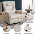 Beige Power Recliner Chair with 270° Swivel, Rocking Function, Lumbar & Neck Support Pillow, USB and Type-C Charging Ports