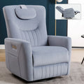 Beige Power Recliner Chair with 270° Swivel, Rocking Function, Lumbar & Neck Support Pillow, USB and Type-C Charging Ports