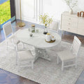 Vintage White 5-Piece Wooden Dining Set with Extendable Table and 4 Chairs