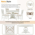 Vintage White 5-Piece Wooden Dining Set with Extendable Table and 4 Chairs