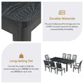 7-Piece Extendable Wooden Dining Table Set in Black and Gray with 6 Chairs