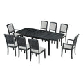 7-Piece Extendable Wooden Dining Table Set in Black and Gray with 6 Chairs