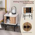 Gymax Set of 2 Compact Modern Nightstands with Sliding Drawer