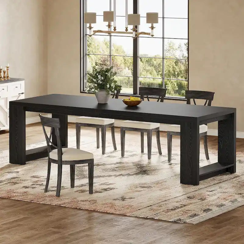 86.61-Inch Extra Long Wooden Dining Table for 6 to 8 People