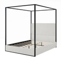 Contemporary Luxe Metal Canopy Bed Featuring a High Upholstered Headboard