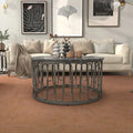 Lars Contemporary Round Coffee Table with Marble Top and Sturdy Metal Base by Furniture of America