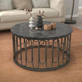 Lars Contemporary Round Coffee Table with Marble Top and Sturdy Metal Base by Furniture of America