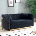 Modern Velvet Loveseat with Vertical Channel Tufting - 61.4 x 28 x 28 inches