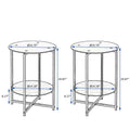 Black 2-Piece Tempered Glass End Table Set - Round Coffee Table for Bedroom, Living Room, and Office