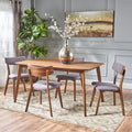 Christopher Knight Home Alma Mid-Century 5-Piece Wooden Rectangular Dining Set