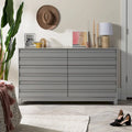 Modern 6 Drawer Dresser with Channeled Front Design