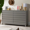 Modern 6 Drawer Dresser with Channeled Front Design