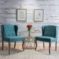 Set of 2 Niclas Wingback Studded Fabric Accent Chairs by Christopher Knight Home
