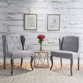 Set of 2 Niclas Wingback Studded Fabric Accent Chairs by Christopher Knight Home