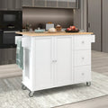 Mobile Kitchen Island on Wheels with Solid Wood Top and Locking Casters
