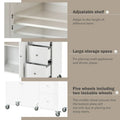 Mobile Kitchen Island on Wheels with Solid Wood Top and Locking Casters