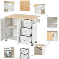 Mobile Kitchen Island on Wheels with Solid Wood Top and Locking Casters