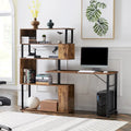 Modern Computer Desk with 5-Tier Shelves – Space-Saving Rotatable Workstation