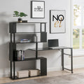 Modern Computer Desk with 5-Tier Shelves – Space-Saving Rotatable Workstation