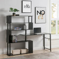 Modern Computer Desk with 5-Tier Shelves – Space-Saving Rotatable Workstation